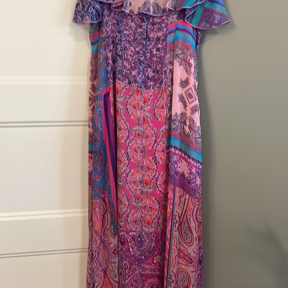 Gianni Bini x DANNIJO Wrap Dress Isabella Printed V-Neck Ruffle Chiffon S - Picture 10 of 15